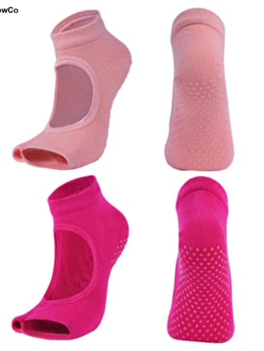 Toeless Pilates Socks with Grip - Combed Cotton Yoga Socks for Women